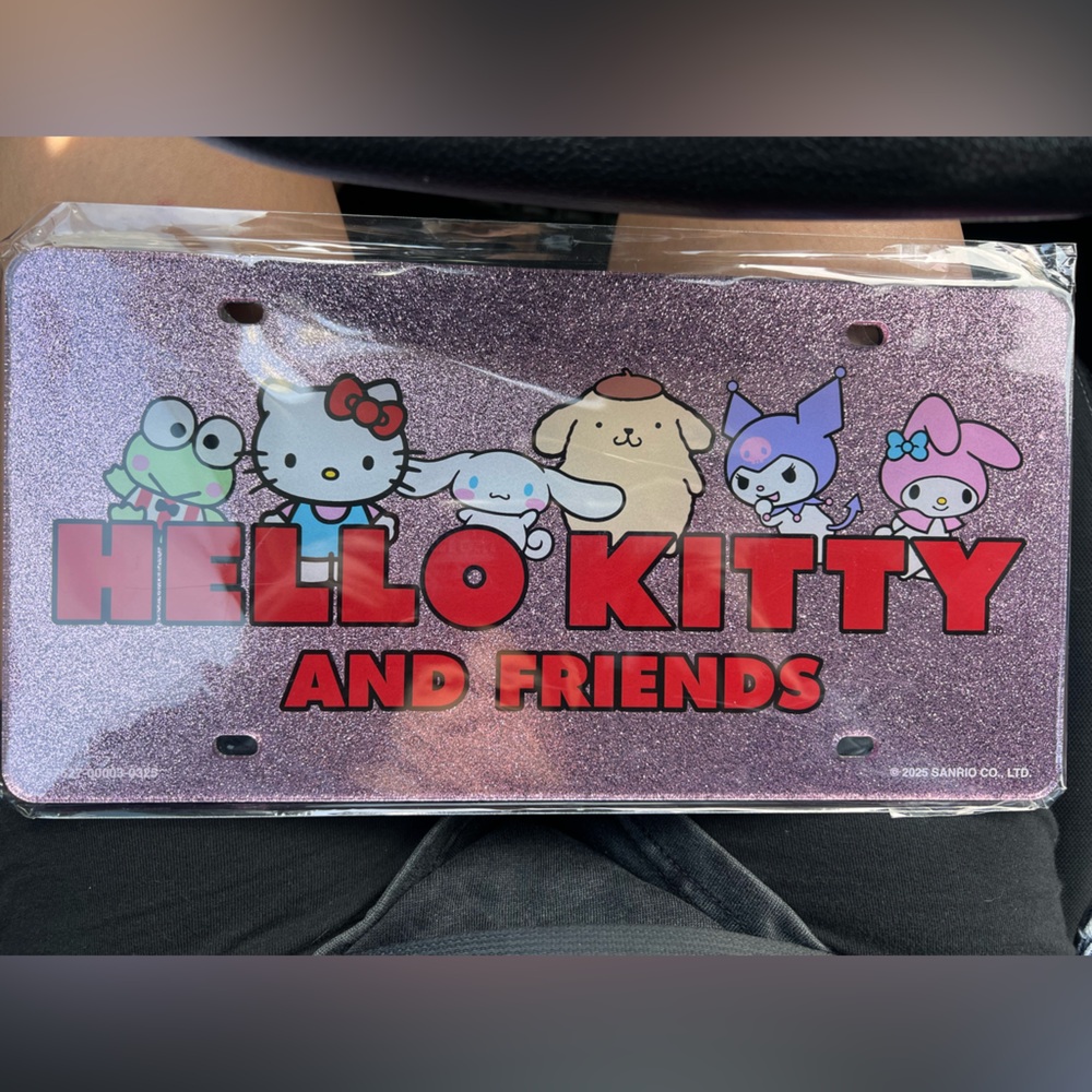 Hello Kitty and Friends Purple Glitter License Plate Cover